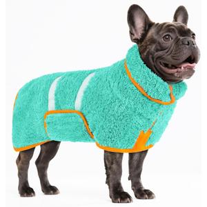 Bienbee Dog Bathrobe, Quick Drying Super Absorbent Dog Robes for After Bath, Warm Keeping Dogs Towel, Dogs Bath Supplies, Lake Green M