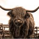 Nachic Wall Animal Canvas Wall Art Sepia Highland Cow Pictures Prints Longhorn Cattle Wall Painting Art Poster Vintage Artwork Living Room Farmhouse Wall Decoration 24x36