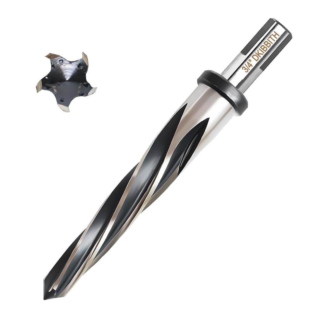 3/4 Bridge Construction Reamer Drill Bit, M2 HSS Taper Chucking Reamer for Steel Alloy Metal Wood Plastic, 1/2" Non-Slip Shank, 5-Spiral Flutes Car Reamer, to Align or Enlarge Holes, 19mm