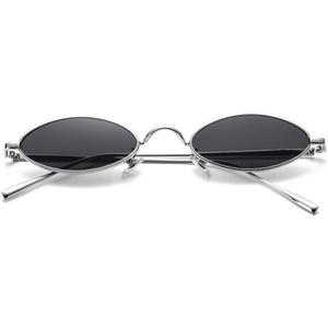 COASION Vintage Small Oval Aesthetic Sunglasses Retro for Women Men Hippie Cool Metal Frame Sun Glasses (A3 Silver Frame/Black Lens)