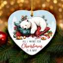 2025 Funny Christmas Ornaments Polar Bear for Kids, Cute Polar Bear Gifts for Women Men Coworkers Neighbors, Funny Gifts for Friends, Ceramic Ornament for Christmas Tree Decorations