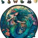 Crafthub Mystical Creatures Wooden Puzzles for Adults  A3 Dreamy Mermaid with 127 Pieces Wood Puzzles  Jigsaw Puzzles with Unique Animal Shapes  10.9"x10.9"