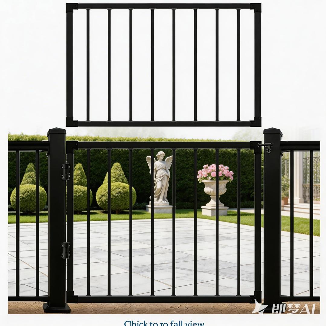 Aluminum Deck Gate 32.5in H, Heavy Duty Adjustable Width (Up to 48"), Easy Install, Rustproof Outdoor Gate for Patio, Porch & Yard, Fits 36" Deck Height (No Hinge & Lock)