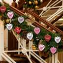 12 Pcs 3.2" Large Valentine's Day Heart Ornaments for Tree 6 Styles, Red Pink Silver Glitter Hanging Decorations with Sweet Love Words Shatterproof for Galentines Day Wedding Party Supplies