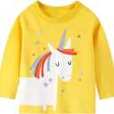 Toddler Girl Long Sleeve T-Shirts Kids Cotton Fall Top Crewneck Clothes 2-7 Years