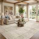 10x12 Area Rug Living Room: Washable Large Vintage Grey Rug Neutral Non-Slip Soft Stain Resistant Indoor Carpet for Bedroom Nursery Dining Room Under Table Bed Home House Office Playroom - Beige Grey