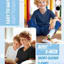 LessonZoo 3 Pack Boys V Neck Short Sleeve T Shirts, 3-Color, XX-Large
