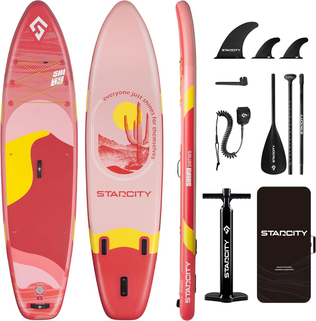 Starcity 11'*33"*6" Blow Up Paddle Board, Inflatable Paddle Board, Spacious and Stable, Anti Slip and Easy to Operate, Large Size Suitable for Single Person/Family/Pet Use