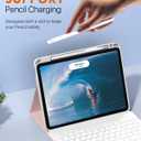 MoKo for New iPad Air 11 Inch Case with Keyboard 2025/2024 Released, Magic Detachable Folio Keyboard Cover with Pencil Holder for iPad Air 7th/6th/5th/4th Generation, Flowers Pink