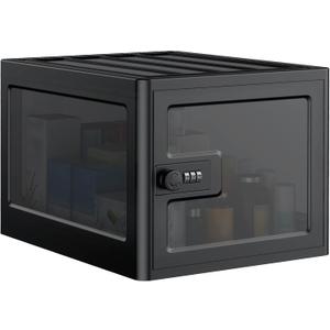 Uniclife Black Medicine Lock Box with Combination Lock 13 L Large Locking Medication Box Lockable Storage Box for Personal Items Phones Food & Snacks Stackable Fridge Lock Box for Home Office