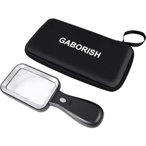 10X Magnifying Glass with Light and Case, Rechargeable Magnifier with 3 Color Modes, Lighted Magnifying Glass Handheld for Seniors Reading Low Vision, Inspection, Close Work