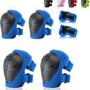 Knee Pads for Kids Toddler Knee Pads and Elbow Pads Set Kids Protective Gear Set with Wrist Guards 3 in 1 Kids Knee Elbow Pads for Cycling Skating Bike Rollerblading Scooter, 3-14 Years (Blue)