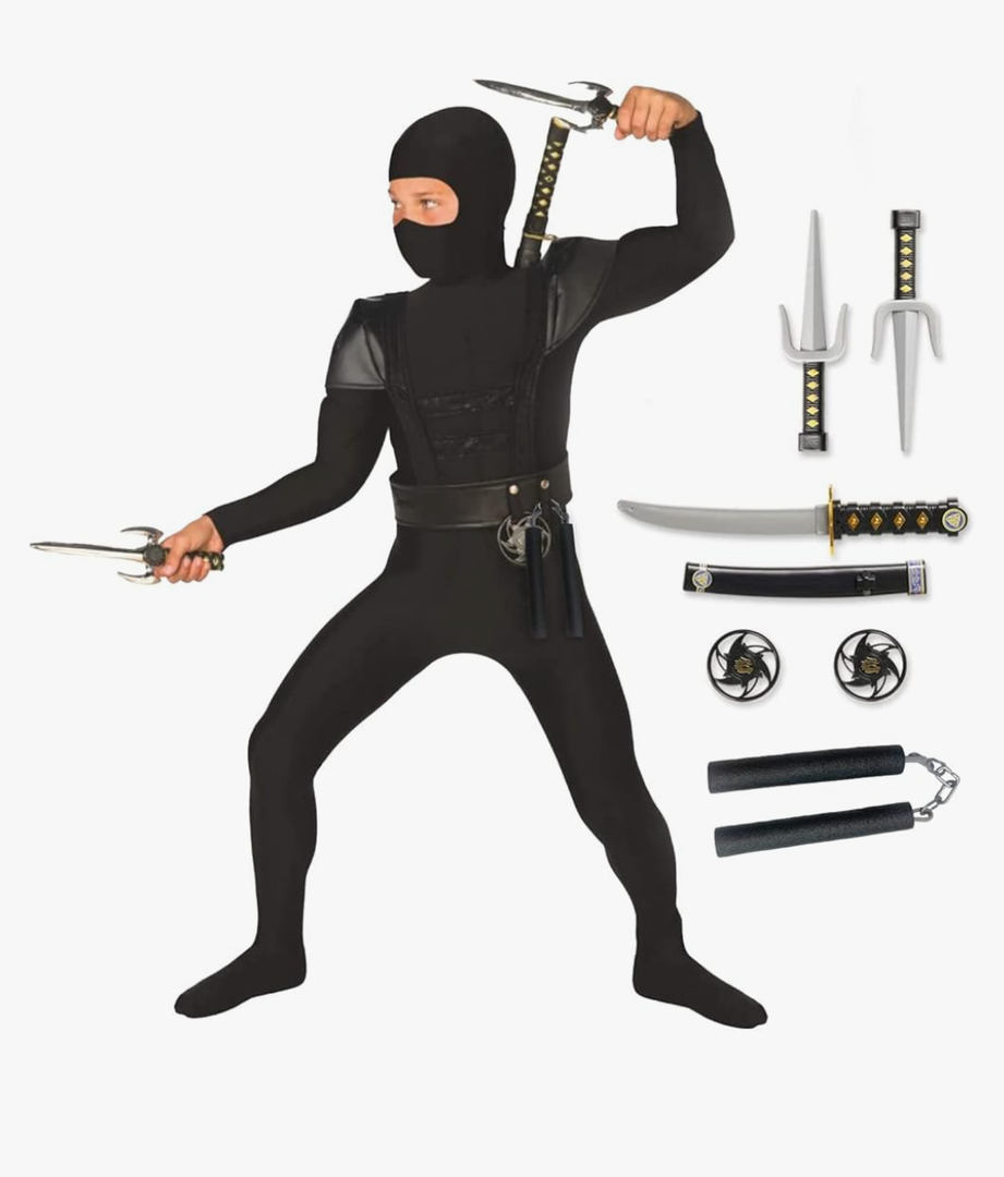 Morph Kids Ninja Costume, Ninja Costume for Boys, Halloween Costume for Boys, L