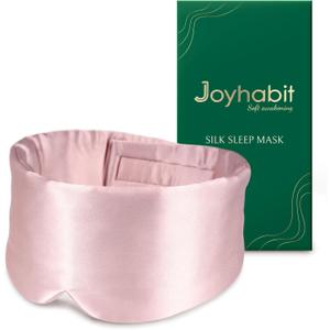 Joyhabit Silk Sleep mask | 100% Mulberry for Women Men Ultra Soft Blackout Eye Cover with Adjustable Band, Breathable No Eye Pressure, Ideal for Sleep, Travel, Naps & Meditation, Lotus Pink