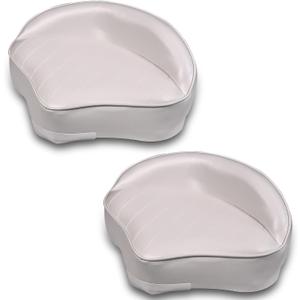 Casting Boat Seat, Pro Casting Deck Seat for Fishing Jon Bass Boat, Marine-Grade Vinyl Exterior Universal Casting Seat Boat Butt Chair, 15W x 11D x 6H, 2-Pack, White