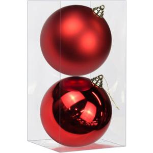 Large Shatterproof Christmas Ball Ornaments, Red, 5.9" (2 Pcs), Classic Style, Hanging, Plastic, Christmas, Birthday, New Year, Anniversary, Valentine's Day