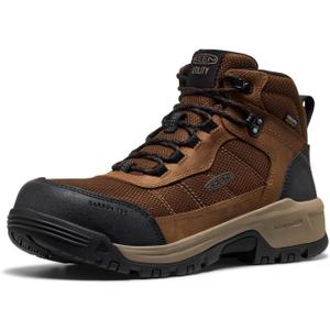 KEEN Utility Mens Skokie Waterproof Work Boots (Carbon Toe), Dark Earth/Black 10.5 Wide