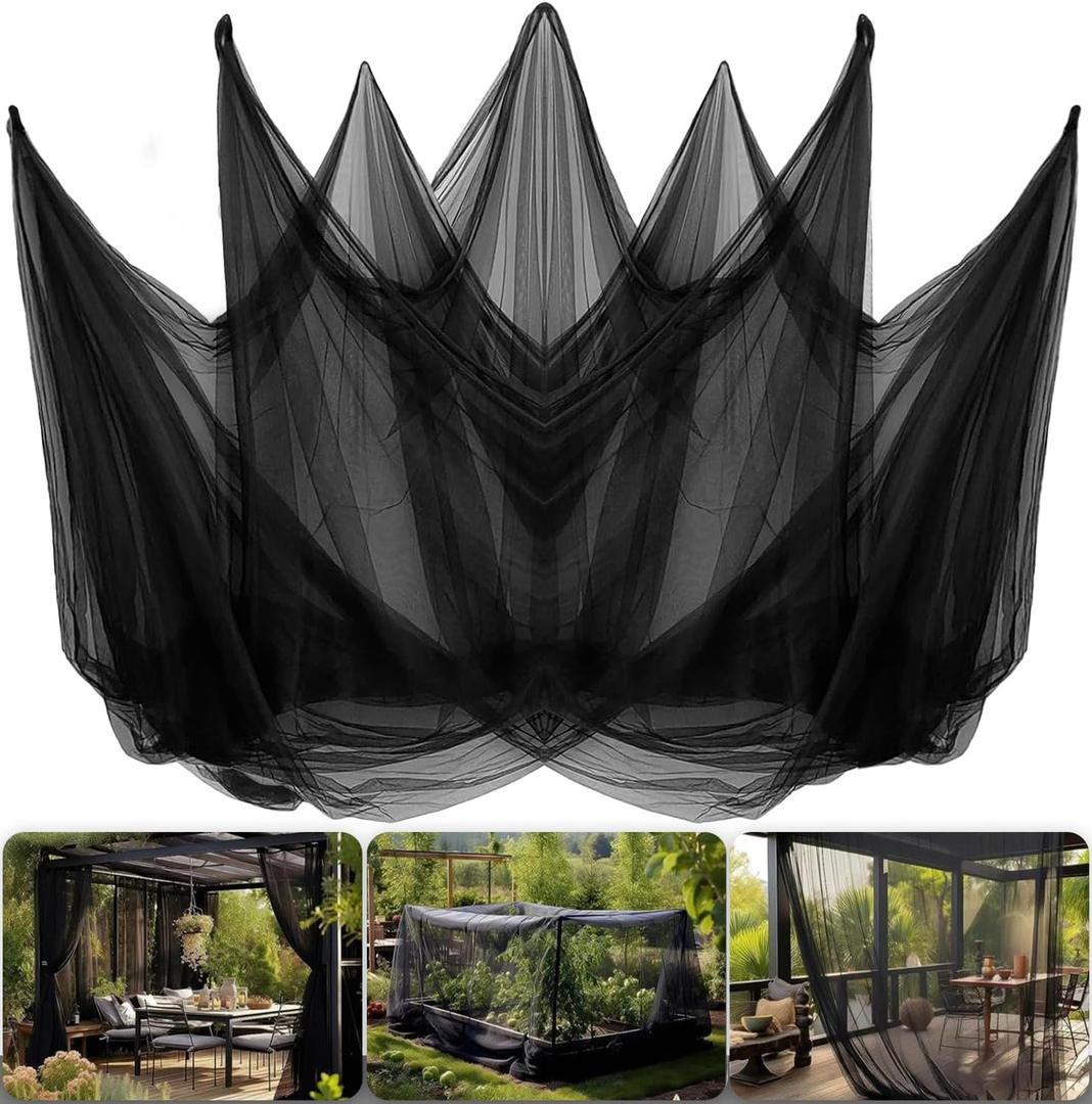 2PCS Mosquito Netting for Patio,10 x 16.5 Ft Garden Mesh Netting,Fly Insect Bird Net Barrier for Protect Vegetables Plants,Mosquito Mesh Screen for Outdoor Patios Apartment Balcony (Black)