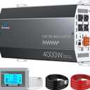 4000W Pure Sine Wave Inverter 12V DC to 110V/120V AC Converter, 8000W Peak, LCD Remote Control, 4 AC Outlets, USB & Type-C Heavy Duty for RV, Truck, Off-Grid Solar, Home Emergency Power
