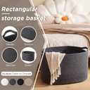 XXXXL 125L Extra Large Woven Blanket Basket, 25" x 18" x 17" Jumbo Cotton Rope Storage Basket with Handles Toy Storage Bins for Laundry Hamper Nursery Organizer Living Room Home(Dark Gray)