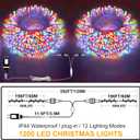 410Ft 1200LED Christmas Lights Outdoor Decorations 12 Modes & Memory Timer Christmas Lights with Remote Plug in Waterproof Fairy String Lights for Xmas Wedding Party Holiday DecorMulticolor