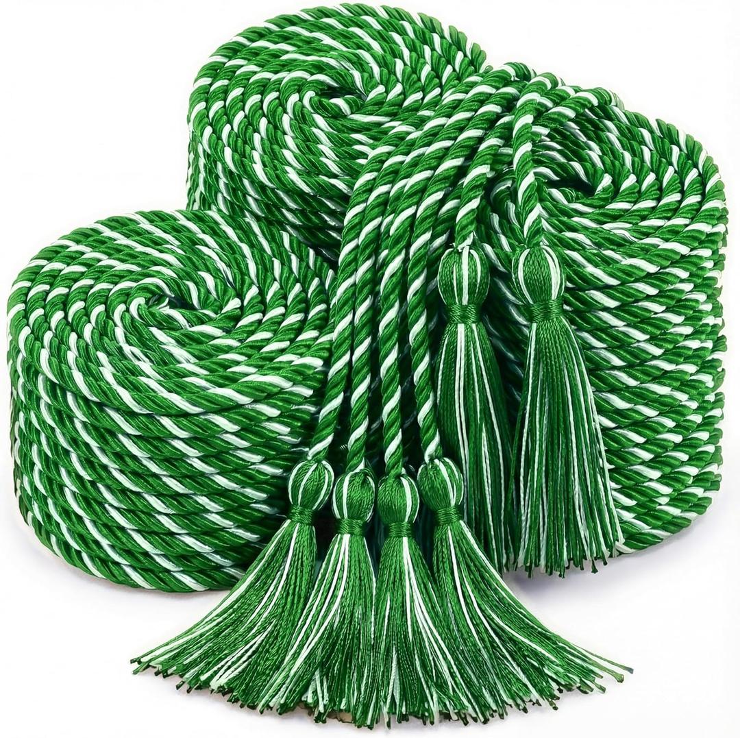 TFTAFAN Graduation Honor Cords Bulk Bulk Pack of 100, 68-Inch Academic Achievement Cords for Commencement, School Ceremonies, District Planning & Student Organizations (Kelly and White)