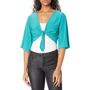 Star Vixen Women's Petite Tie Front Elbow Sleeve Cardigan (XL)