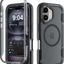 DEERLAMN Magnetic Shockproof Case for iPhone 16 6.1-Inch, [Compatible with MagSafe] [Military Grade Drop Protection] Translucent 2-Layer Durable Bumper Heavy Duty Protecive Phone Cover, Matte+Black