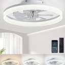 Ceiling Fans with Lights and Remote, 20" Modern Low Profile Ceiling Fan with Light, Stepless Color Temperature Change and 6 Speeds, Flush Mount Ceiling Fans for Bedroom, Kids Room.White