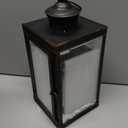 DECORKEY Large Lantern Decorative Outdoor & Indoor, Set of 2 (14&10) Metal Candle Lanterns Decor, Vintage Hanging Candle Holder for Front Porch Patio Wedding Farmhouse Home, Spring Decoration (Black / 14.6''+9.8'')