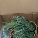 Mixed Branchs-20 Inch Christmas Hanging Basket with Lights 30LED Warm White&Multicolored 8 Modes Timer Remote Control, Lifelike Smoky Bristles Norfolk Pine Hanging Christmas Front Door Porch Decor