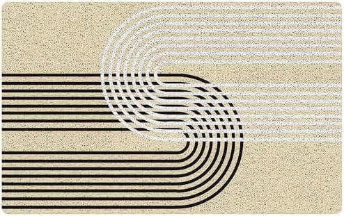 RYYCDOI Abstract Minimalist Boho Door Mat, Mid Century Modern Boho Neutral Sun Rainbow Arch Line Art Welcome Mats Doormat for Front Door Porch Indoor Outside Entrance Entryway, 17x30 Inch