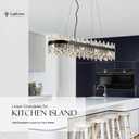 39" Modern Black Rectangle Crystal Chandelier Light Fixtures for Kitchen Island Luxury Linear Crystal Chandeliers for Dining Room 16-Light Long Hanging Pendant Lighting for Entryway Foyer Bar, 39.4" * 11.8" * 8.6"