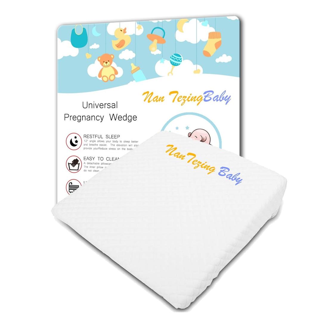 Pregnancy Wedge Pillow, 13.3 x 12.5 x 2.7 inches with Removeable Cover (White Quadrate)