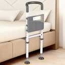 Bed Rails Elderly Adults Safety, Bedside Assist Grab Bar Handrails for Seniors with Motion Sensor Light & Pouch, Adjustable Bed Cane Portable Handle Railing, Fit King Queen Full Twin Bed