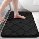 OLANLY Memory Foam Bath Mat Rug 30x20, Ultra Soft Non Slip and Absorbent Bathroom Rug, Machine Wash Dry, Comfortable, Thick Bath Rug Carpet for Bathroom Floor, Tub and Shower, Black