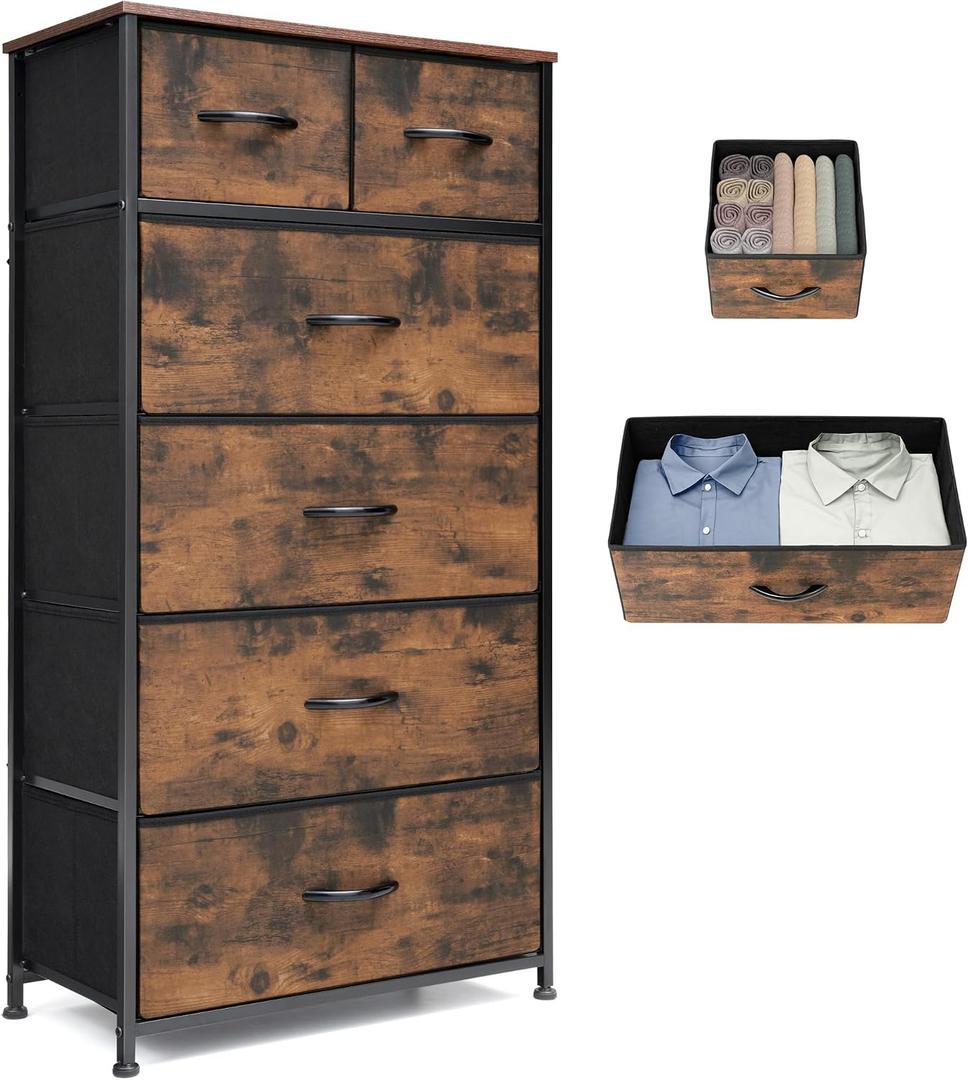 Tall Dresser for Bedroom, Fabric Storage Tower with 6 Drawers