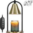 Soilsiu Candle Warmer Lamp with Timer, Electric Brass Light for Dimmable Wax Melts and Candle Jars, Bedroom Lamp Gifts for Women Home Decor (2 Bulbs)