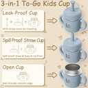 Fimibuke Sippy Cups for Toddlers, 10 OZ Spill Proof Kids Cup, Leak Proof Stainless Steel Tumbler with Handle, Silicone Straw & Sleeve, BPA Free Dishwasher Safe Girl Boy Kids Water Bottle, 2 Packs
