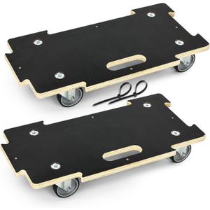 551LB Heavy Duty Moving Dolly, 4-Wheel Foldable Hand Truck with 11-Layer Plywood Base, 3" Silent TPR Wheels, No-Assembly Utility Cart for Luggage, Furniture, Warehouse (Spliceable(2 Pack))