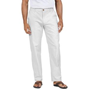 Mens Casual Pants Linen Elastic Waist Lightweight Straight Leg Pants Cotton Loose Fit Summer Beach Yoga Trousers
  White L