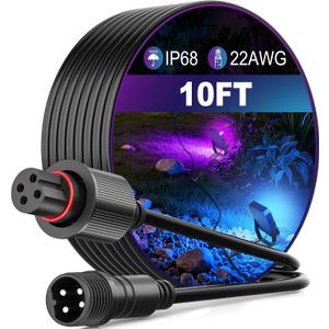 10FT Outdoor Flood Lights Extension Cord3M Power Cable with 4Pin Plug Waterproof ConnectorCompatible with Go-ee H7057 H7058 Outdoor Flood Lights 2