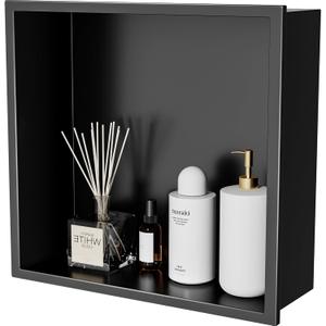 Stainless Steel Shower Niche 12" X 12" Matte Black No Tile Needed Vertical Niche Shower