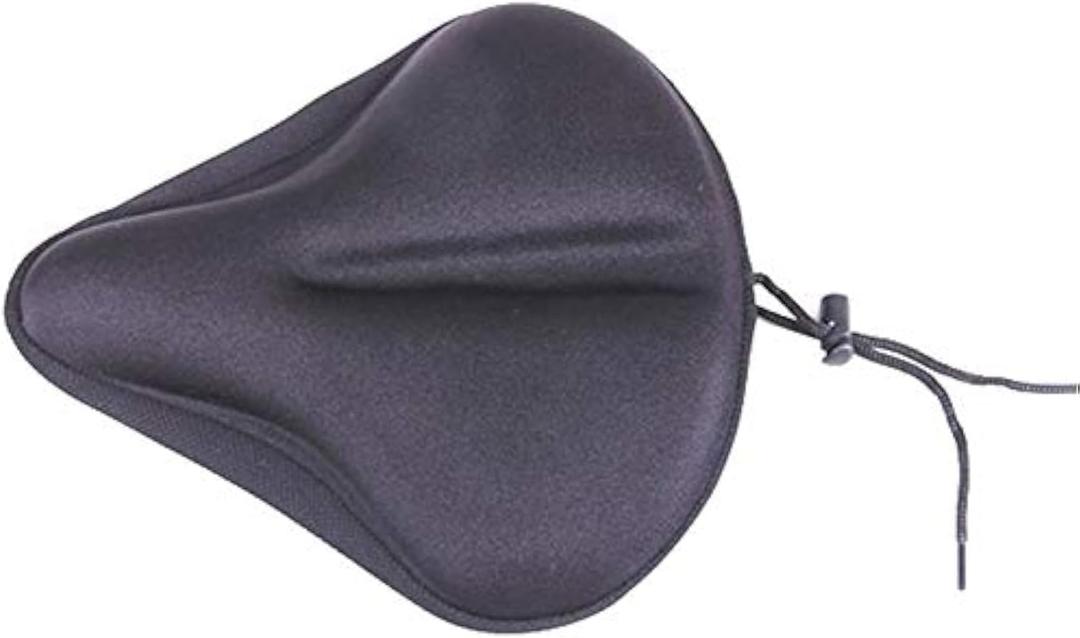 Free-fly Large Bike Seat Cushion with Drawstring- Extra Soft Gel Bicycle Seat - Non-Slip Bike Seat Pad Cover - Fits Cruiser and Stationary Bikes, Indoor Cycling(Black)