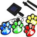 4 Solar Dog Animal Paw Print Lights Garden Statue Lantern Led Path 3" Light Lamp for Garden Patio Yard Decor Walkway Outdoor Decorations (Colorful)