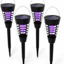 4 Pack Solar Bug Zapper Outdoor Waterproof Solar Powered Mosquito Zapper Repellent Outdoor Patio,Cordless & Auto On/Off Trap Light with Hook for Small Fly Zappers for Garden Backyard Gnat for Outside