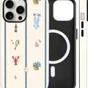 Magnetic for iPhone 15 Pro Case Cute Frog Stripes Phone Case, Summer Shockproof Slim TPU and Hard PC Protective Phone Cover Compatible with MagSafe Designed for Women Girls