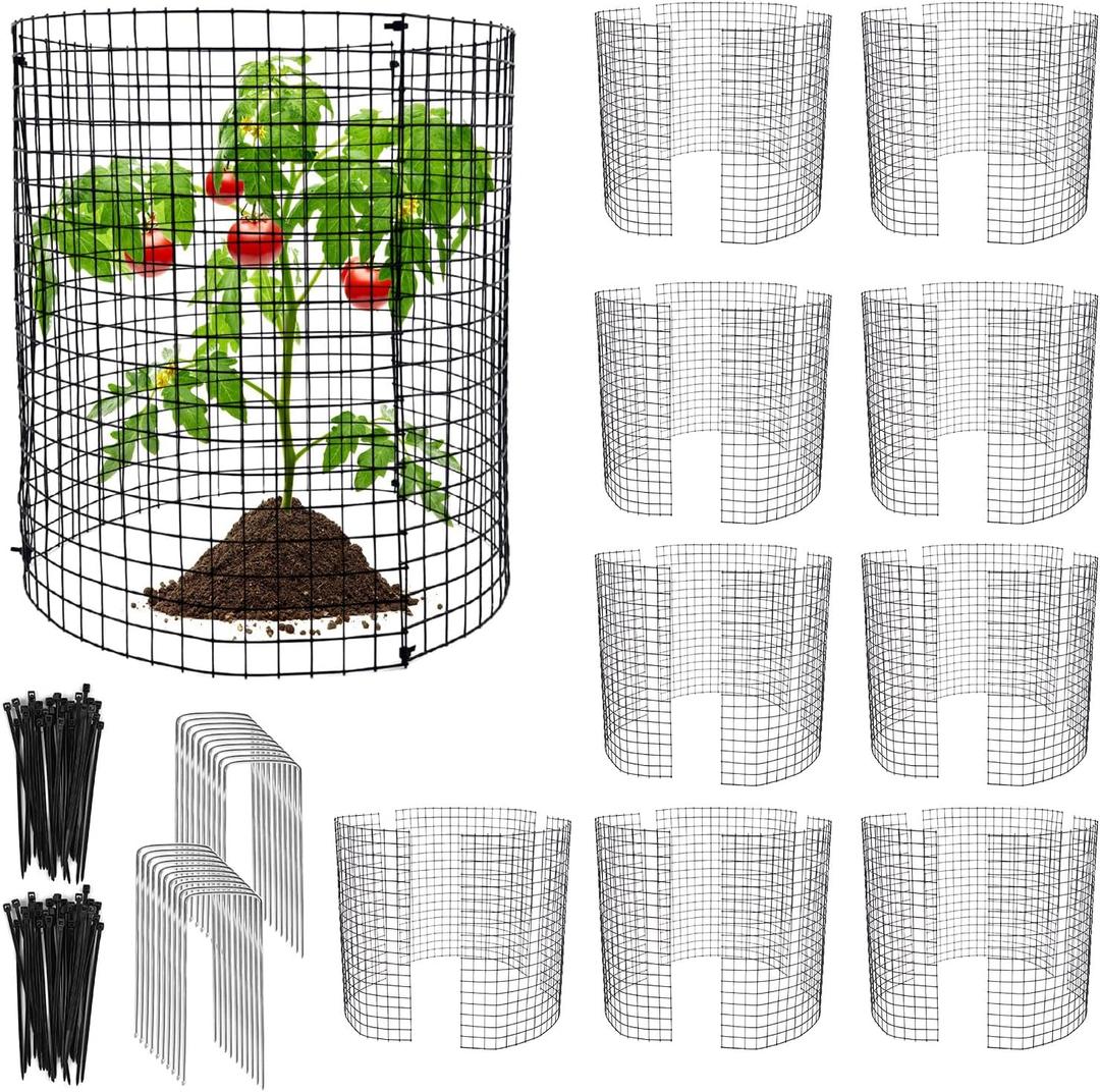 10 Pack Round Plant Protector from Animals, 12'' x 12'' Metal Plant Cages30Pcs Metal Mesh to Keep Animals Out, Garden Protection Bunny Barricades, Wire Plant Protectors for Rabbits Chicken Duck