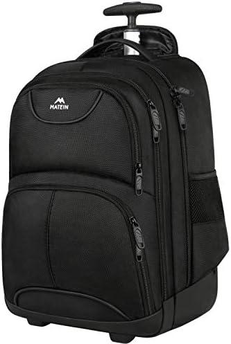 MATEIN Rolling Backpack, 17 inch Water Resistant Wheeled Laptop Backpack, Carry on Luggage Business Bag, Overnight College Computer Bag Trolley Suitcase for Men Women Adults to Travel, Black