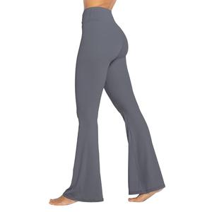 Sunzel Flare Leggings, Crossover Yoga Pants with Tummy Control, High Waisted and Wide Leg, No Front Seam Grey Medium 28" Inseam